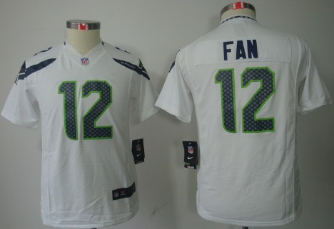Nike Seattle Seahawks #12 Fan White Limited Kids Jersey 