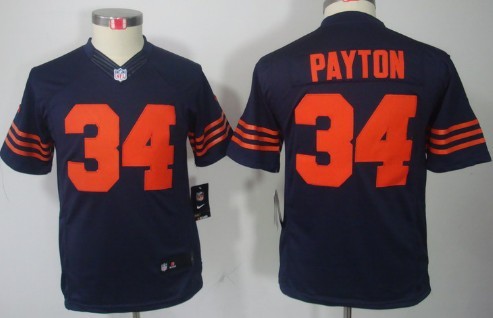 Nike Chicago Bears #34 Walter Payton Blue With Orange Limited Kids Jersey 