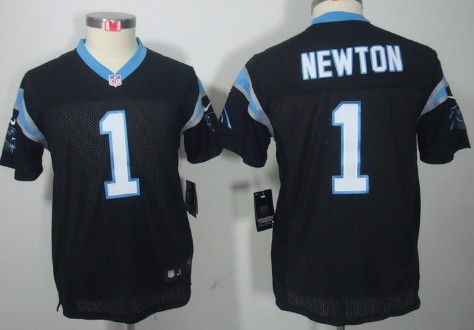 Nike Carolina Panthers #1 Cam Newton Black Limited Kids Jersey 