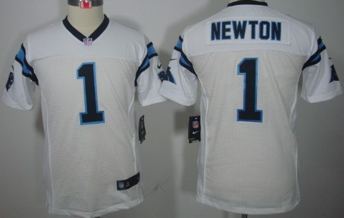 Nike Carolina Panthers #1 Cam Newton White Limited Kids Jersey 