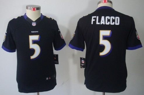 Nike Baltimore Ravens #5 Joe Flacco Black Limited Kids Jersey 