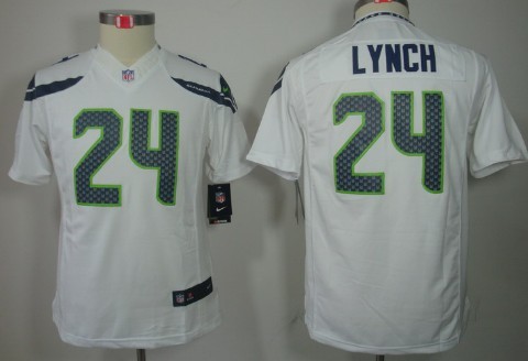 Nike Seattle Seahawks #24 Marshawn Lynch White Limited Kids Jersey 
