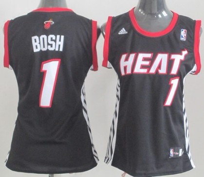 Miami Heat #1 Chris Bosh Black Womens Jersey