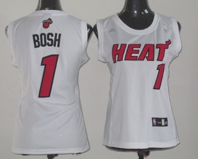 Miami Heat #1 Chris Bosh White Womens Jersey