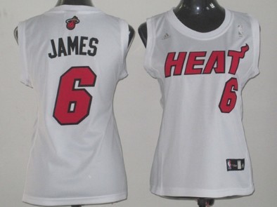 Miami Heat #6 LeBron James White Womens Jersey