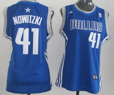 Dallas Mavericks #41 Dirk Nowitzki Light Blue Womens Jersey