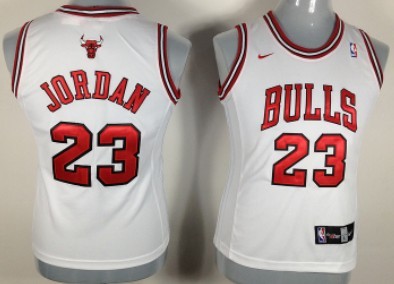 Chicago Bulls #23 Michael Jordan White Womens Jersey 
