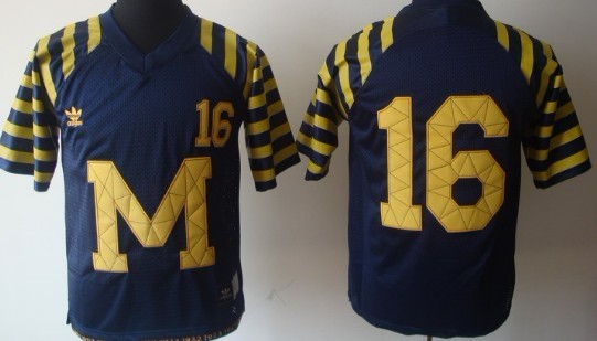 Michigan Wolverines #16 Denard Robinson  Navy Blue Throwback Jersey 
