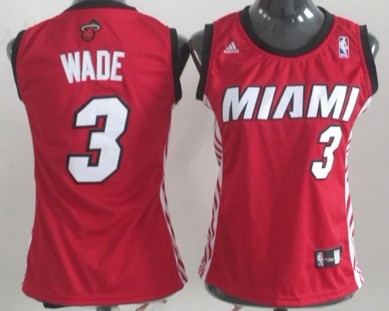 Miami Heat #3 Dwyane Wade Red Womens Jersey