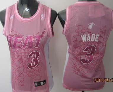 Miami Heat #3 Dwyane Wade Pink Womens Jersey