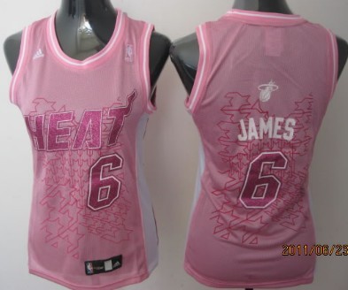 Miami Heats #6 LeBron James Pink Womens Jersey