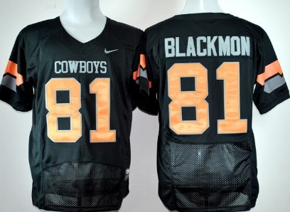 Oklahoma State Cowboys #81 Justin Blackmon Black Pro Combat Jersey 