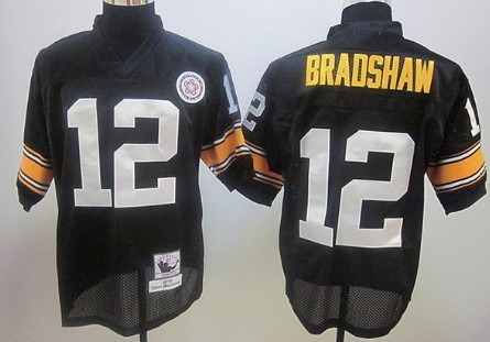Pittsburgh Steelers #12 Terry Bradshaw Black Throwback Jersey 
