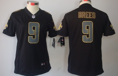 Nike New Orleans Saints #9 Drew Brees Black Impact Limited Womens Jersey