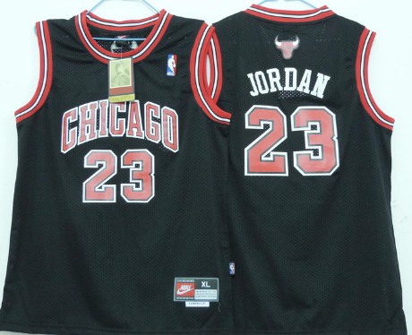 Chicago Bulls #23 Michael Jordan Black With Chicago Kids Jersey 
