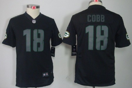 Nike Green Bay Packers #18 Randall Cobb Black Impact Limited Kids Jersey 