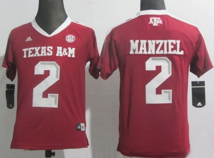 Texas A&M Aggies #2 Johnny Manziel Red Kids Jersey 
