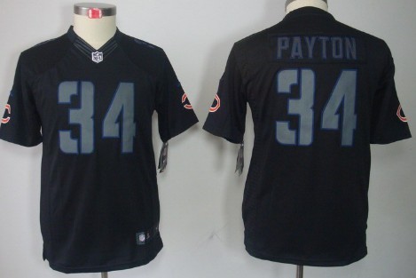 Nike Chicago Bears #34 Walter Payton Black Impact Limited Kids Jersey 