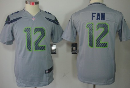 Nike Seattle Seahawks #12 Fan Gray Limited Kids Jersey 