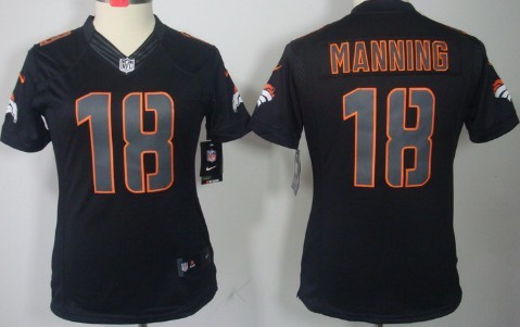 Nike Denver Broncos #18 Peyton Manning Black Impact Limited Womens Jersey 