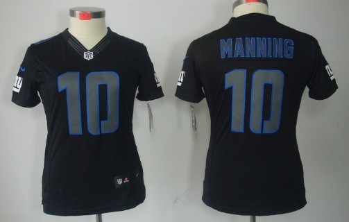 Nike New York Giants #10 Eli Manning Black Impact Limited Womens Jersey 