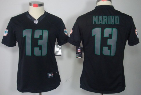 Nike Miami Dolphins #13 Dan Marino Black Impact Limited Womens Jersey 
