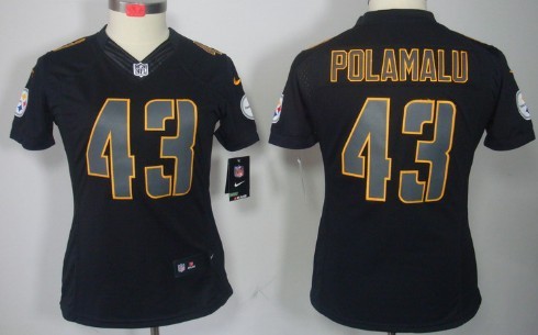 Nike Pittsburgh Steelers #43 Troy Polamalu Black Impact Limited Womens Jersey 