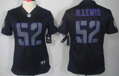 Nike Baltimore Ravens #52 Ray Lewis Black Impact Limited Womens Jersey 