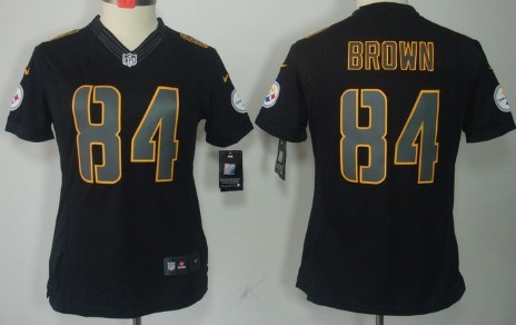 Nike Pittsburgh Steelers #84 Antonio Brown Black Impact Limited Womens Jersey 
