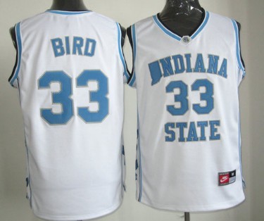 Indiana State Sycamores #33 Larry Bird White Authentic Jersey