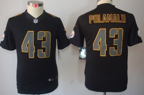 Nike Pittsburgh Steelers #43 Troy Polamalu Black Impact Limited Kids Jersey 