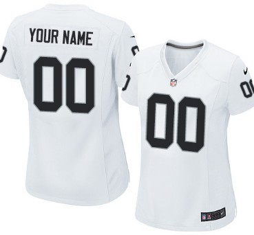 Women's Nike Oakland Raiders Customized White Limited Jersey 