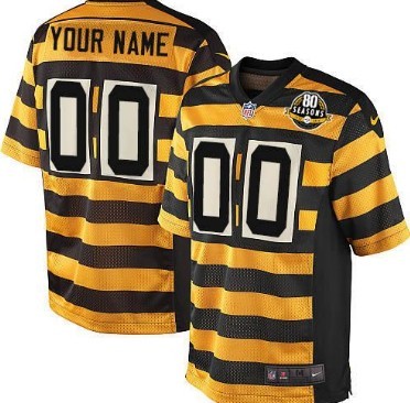Kids' Nike Pittsburgh Steelers Customized Yellow With Black Throwback 80TH Jersey 