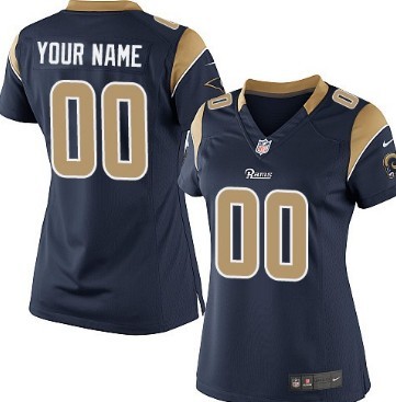 Women's Nike St. Louis Rams Customized Navy Blue Limited Jersey 