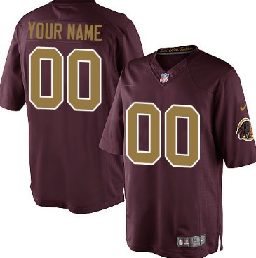 Men's Nike Washington Redskins Customized Red With Gold Limited Jersey 