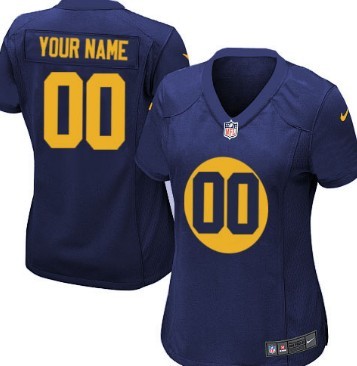 Women's Nike Green Bay Packers Customized Navy Blue Limited Jersey 