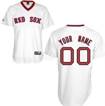 Men's Boston Red Sox Customized White Throwback Jersey 