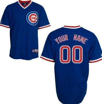 Men's Chicago Cubs Customized Blue Throwback Jersey 