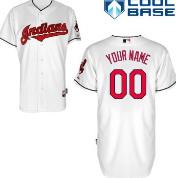 Men's Cleveland Indians Customized White Jersey 