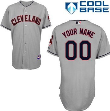 Men's Cleveland Indians Customized Gray Jersey 