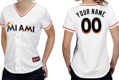 Women's Miami Marlins Customized White With Black Jersey 
