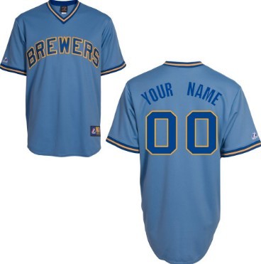 Men's Milwaukee Brewers Customized Light Blue Throwback Jersey