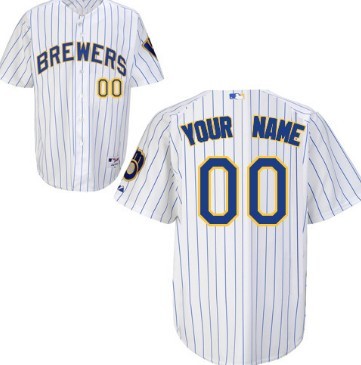 Men's Milwaukee Brewers Customized White Pinstripe Jersey 