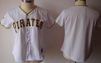 Women's Pittsburgh Pirates Customized White With Black Jersey