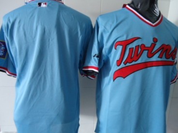 Men's Minnesota Twins Customized Light Blue Throwback Jersey 