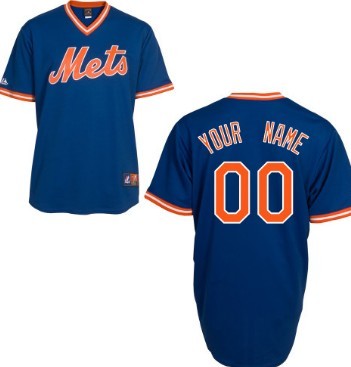 Men's New York Mets Customized Blue Throwback Jersey 