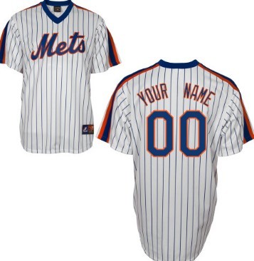 Men's New York Mets Customized White Pinstripe Throwback Jersey 