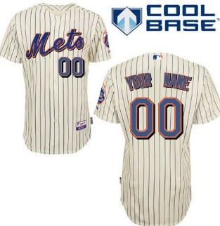 Kids' New York Mets Customized Cream Pinstripe Jersey 