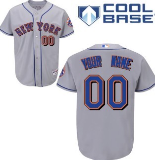 Kids' New York Mets Customized Gray Jersey 