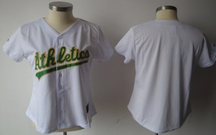Women's Oakland Athletics Customized White With Green Jersey